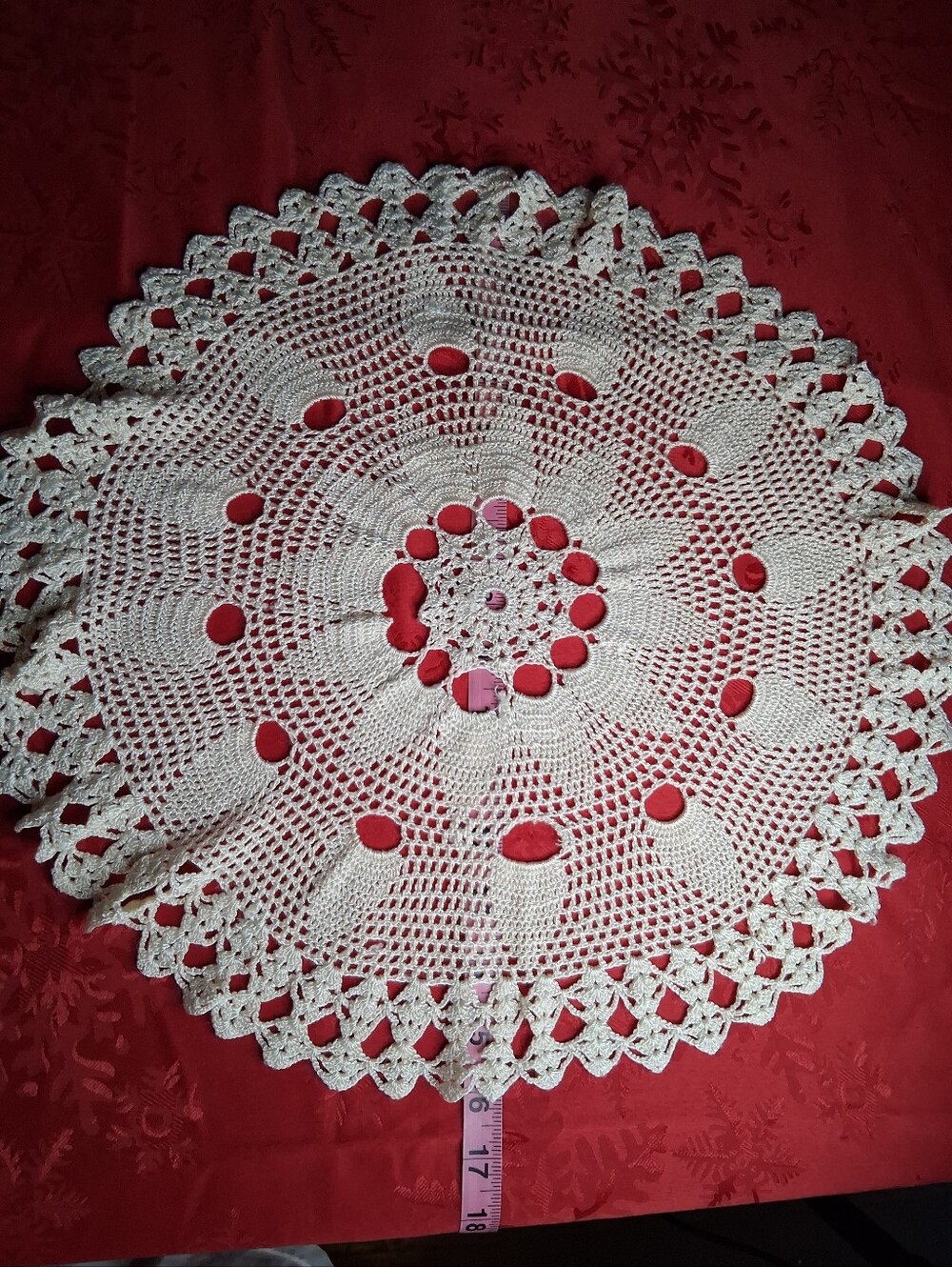 Vintage Handcrafted Crochet Table Doily - Cream From Poland - Flaw